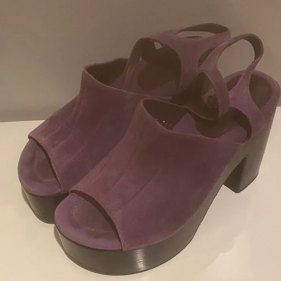 Dries Van Noten Purple Suede Platform Heels